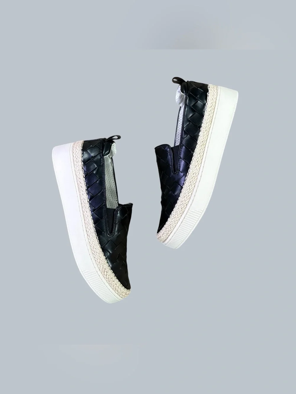 Franco Sarto Woven Black Platform Espadrille Slip On Sneakers Women’s 8M